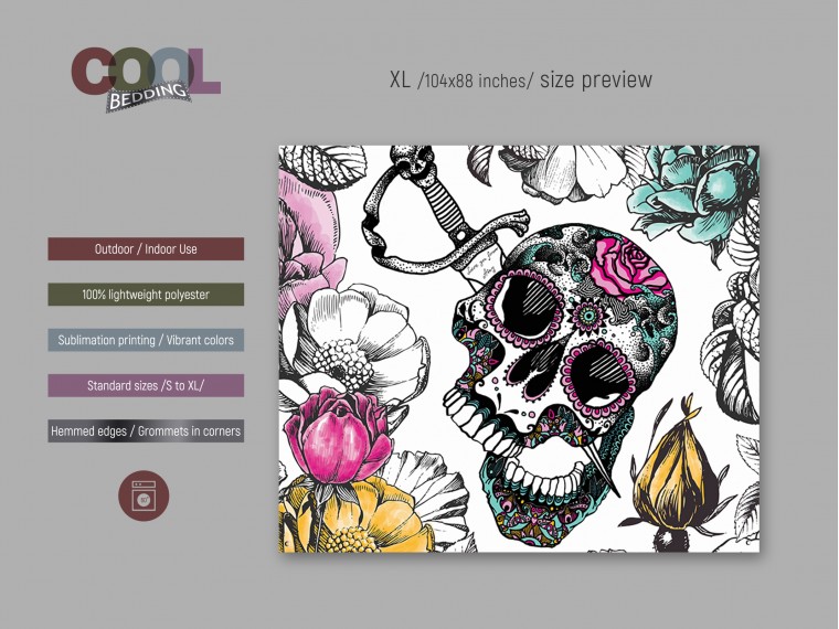 Декоративно пано Sugar skull floral